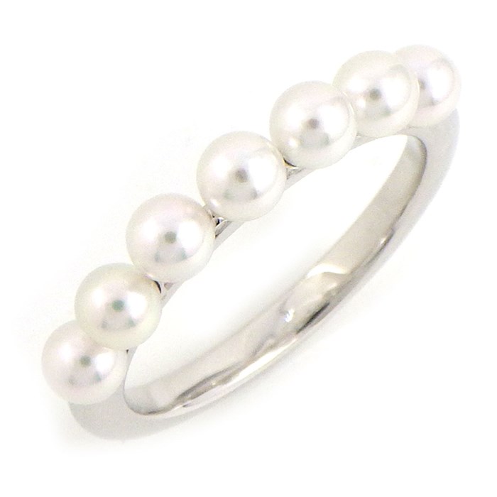 ミキモト MIKIMOTO リング 7ポイント パール 3.7mm珠 K18WG 14号 