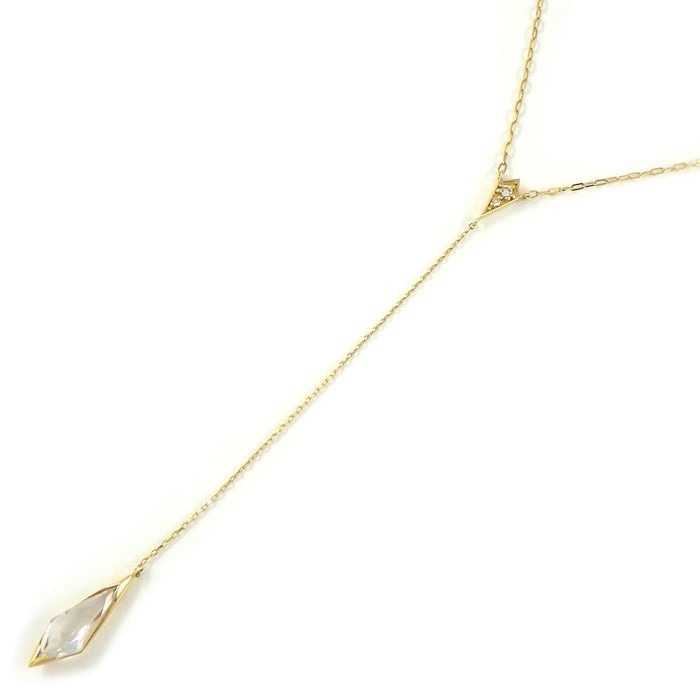 スタージュエリー STAR JEWELRY ネックレス PRISM スウィング ドロップ クォーツ 2ポイント ダイヤモンド K18YG 【中古】