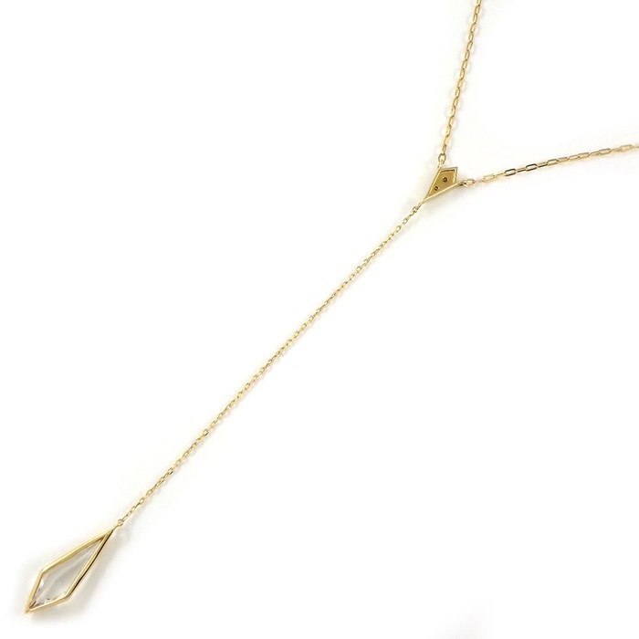 スタージュエリー STAR JEWELRY ネックレス PRISM スウィング ドロップ クォーツ 2ポイント ダイヤモンド K18YG 【中古】