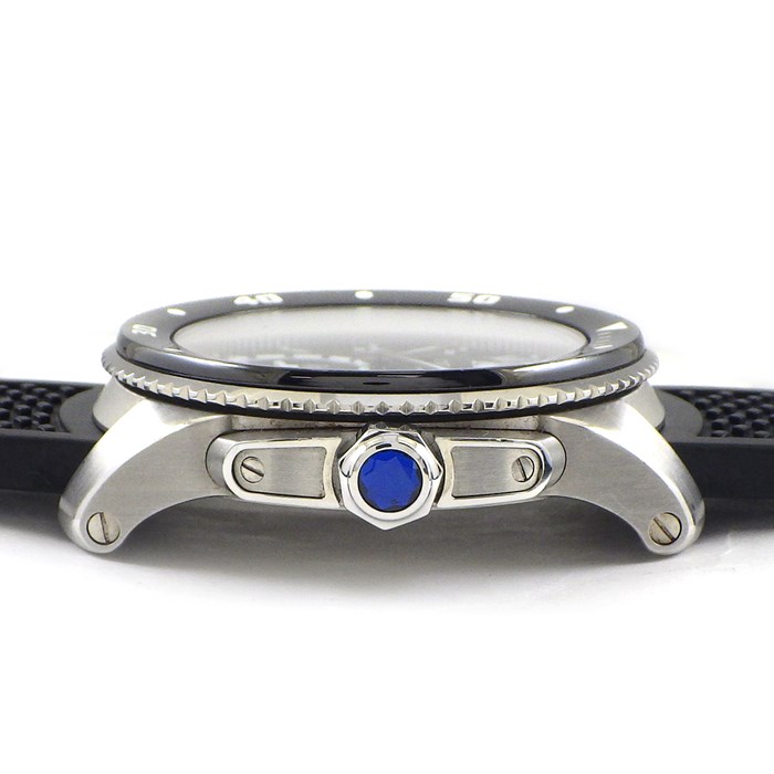 カルティエ Cartier 腕時計 カリブル ダイバー W7100056 デイト スモールセコンド 回転ベゼル 夜光インデックス 夜光針 ブラック文字盤 SS ブラック ラバーベルト 自動巻き 【中古】