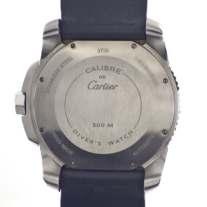 カルティエ Cartier 腕時計 カリブル ダイバー W7100056 デイト スモールセコンド 回転ベゼル 夜光インデックス 夜光針 ブラック文字盤 SS ブラック ラバーベルト 自動巻き 【中古】
