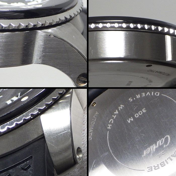 カルティエ Cartier 腕時計 カリブル ダイバー W7100056 デイト スモールセコンド 回転ベゼル 夜光インデックス 夜光針 ブラック文字盤 SS ブラック ラバーベルト 自動巻き 【中古】