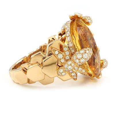 ショーメ Chaumet リング ビー マイ ラブ エクスクイーズ 083931 オーバルカット シトリン 165ポイント ダイヤモンド 計0.81ct K18PG 9.5号 / #50 【箱・保付き】 【中古】
