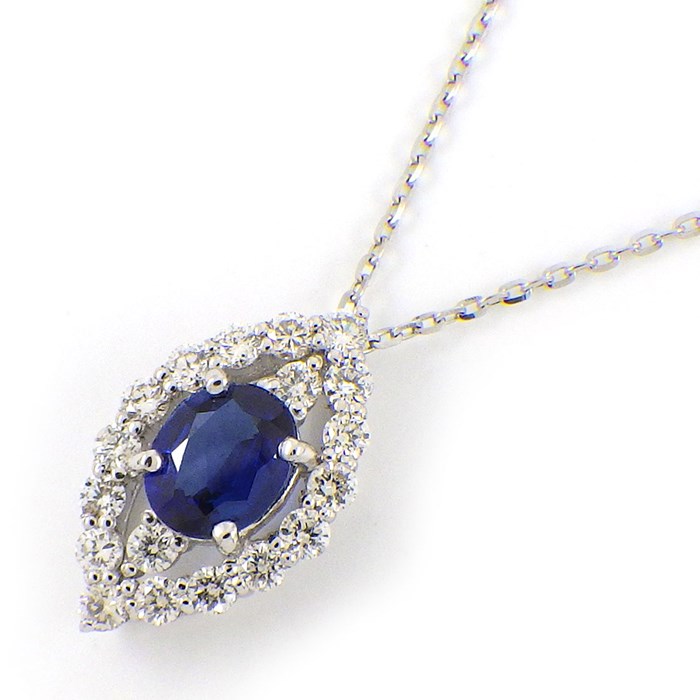 オーバルカットサファイア ダイヤモンド】 ネックレス マーキス  