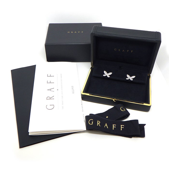 グラフ Graff GRAFF ピアス パヴェ バタフライ スタッド RGE574 ダイヤモンド 計2.20ct K18WG 【中古】
