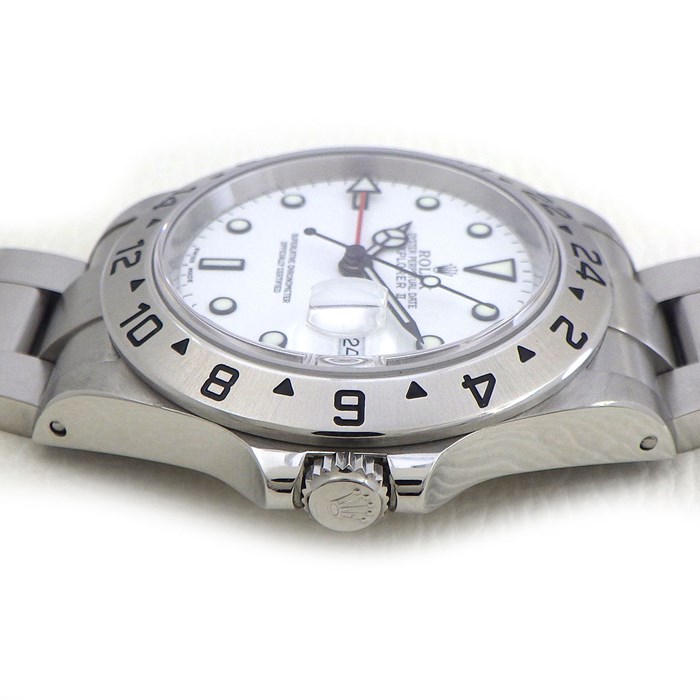 ロレックス Rolex 腕時計 オイスター パーペチュアル エクスプローラー 2 16570 Y番 2002年製 デイト 夜光インデックス GMT ホワイト文字盤 白 オイスタースチール SS 自動巻き 【箱・保付き】 【中古】