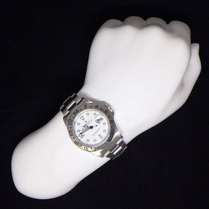 ロレックス Rolex 腕時計 オイスター パーペチュアル エクスプローラー 2 16570 Y番 2002年製 デイト 夜光インデックス GMT ホワイト文字盤 白 オイスタースチール SS 自動巻き 【箱・保付き】 【中古】