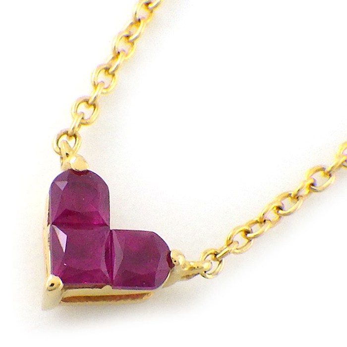 スタージュエリー STAR JEWELRY ネックレス ミステリアスハート Sサイズ 2ZN2065 3ポイント スクエアカット ルビー 計0.13ct K18YG 【中古】