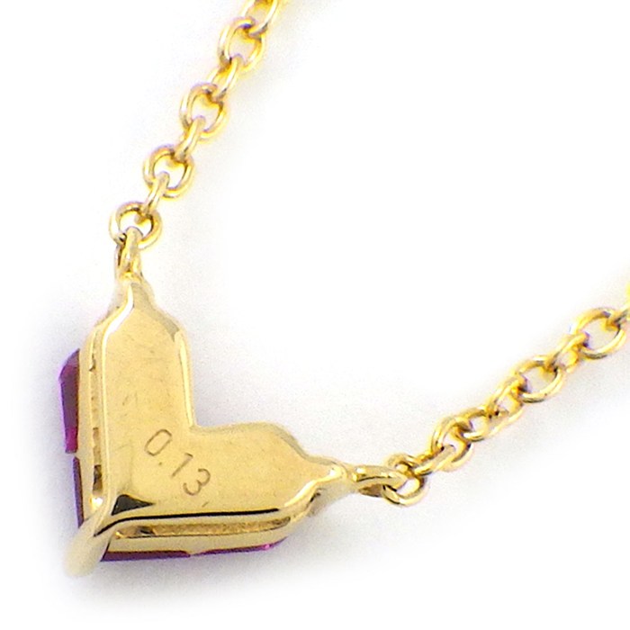 スタージュエリー STAR JEWELRY ネックレス ミステリアスハート Sサイズ 2ZN2065 3ポイント スクエアカット ルビー 計0.13ct K18YG 【中古】