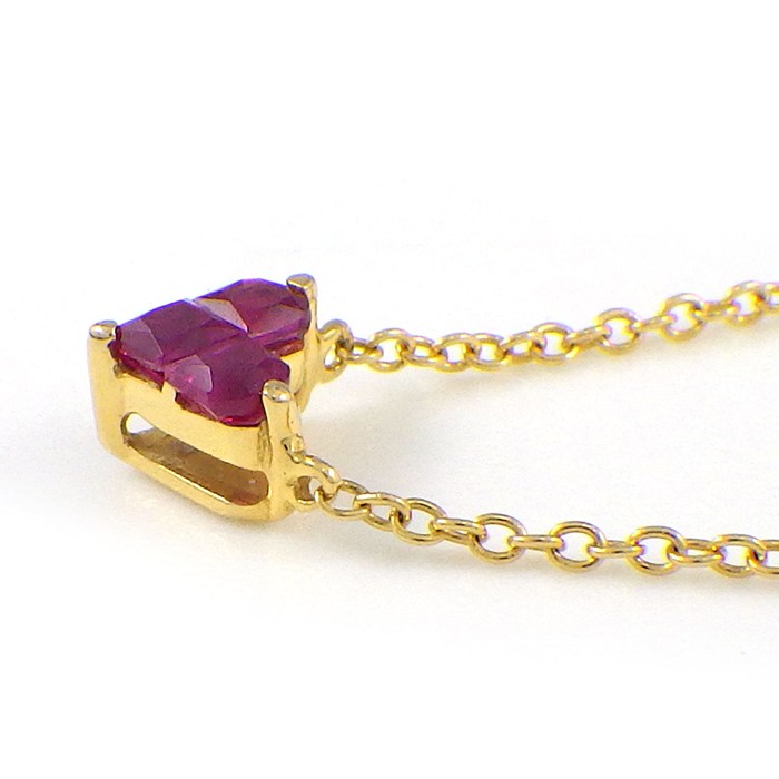 スタージュエリー STAR JEWELRY ネックレス ミステリアスハート Sサイズ 2ZN2065 3ポイント スクエアカット ルビー 計0.13ct K18YG 【中古】