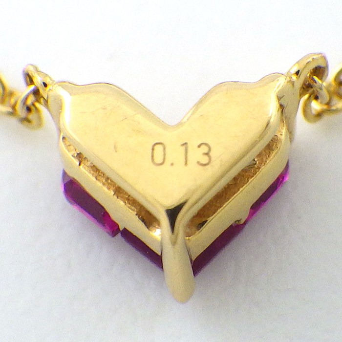 スタージュエリー STAR JEWELRY ネックレス ミステリアスハート Sサイズ 2ZN2065 3ポイント スクエアカット ルビー 計0.13ct K18YG 【中古】