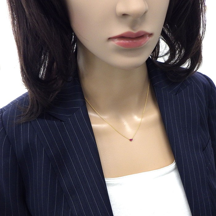 スタージュエリー STAR JEWELRY ネックレス ミステリアスハート Sサイズ 2ZN2065 3ポイント スクエアカット ルビー 計0.13ct K18YG 【中古】