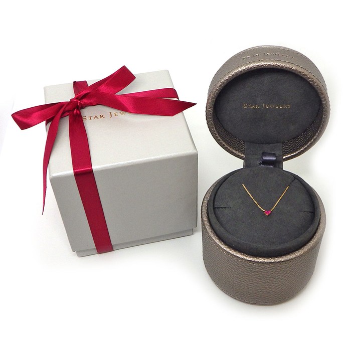 スタージュエリー STAR JEWELRY ネックレス ミステリアスハート Sサイズ 2ZN2065 3ポイント スクエアカット ルビー 計0.13ct K18YG 【中古】