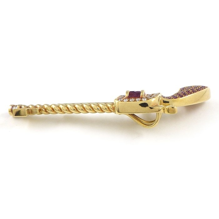 ジュエルスタジオ Jewel Studio ペンダントトップ ピストル 拳銃 モチーフ パヴェ ルビー 計0.60ct ルビー 計0.19ct ダイヤモンド 計0.24ct K18YG 【中古】