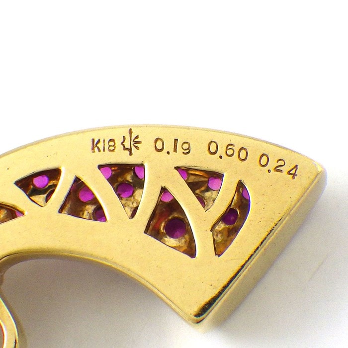 ジュエルスタジオ Jewel Studio ペンダントトップ ピストル 拳銃 モチーフ パヴェ ルビー 計0.60ct ルビー 計0.19ct ダイヤモンド 計0.24ct K18YG 【中古】