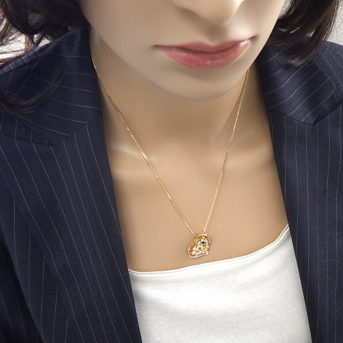 【ダイヤモンド】 ネックレス ハートモチーフ ダイヤモンド 計0.50ct K18PG 【中古】