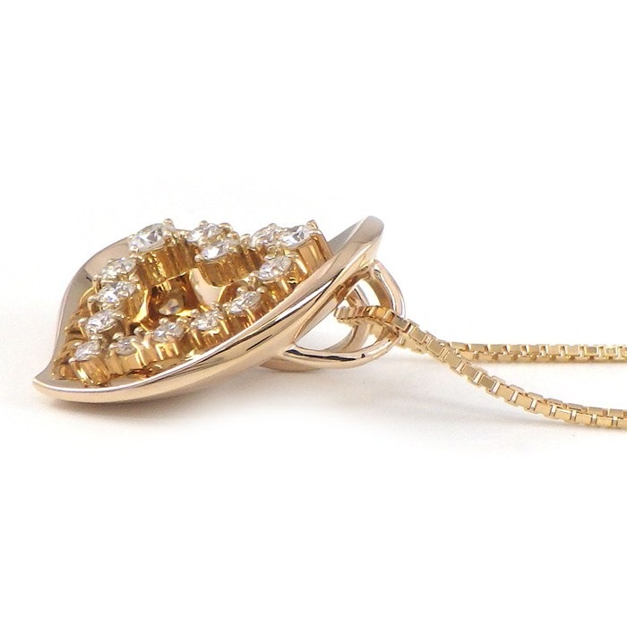 【ダイヤモンド】 ネックレス ハートモチーフ ダイヤモンド 計0.50ct K18PG 【中古】