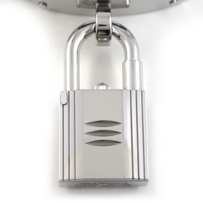 エルメス HERMES 腕時計 ケリーウォッチ KE4.110b ロックモチーフ カデナ レクタンギュラー ホワイト文字盤 SS クオーツアナログ 【箱・保付き】