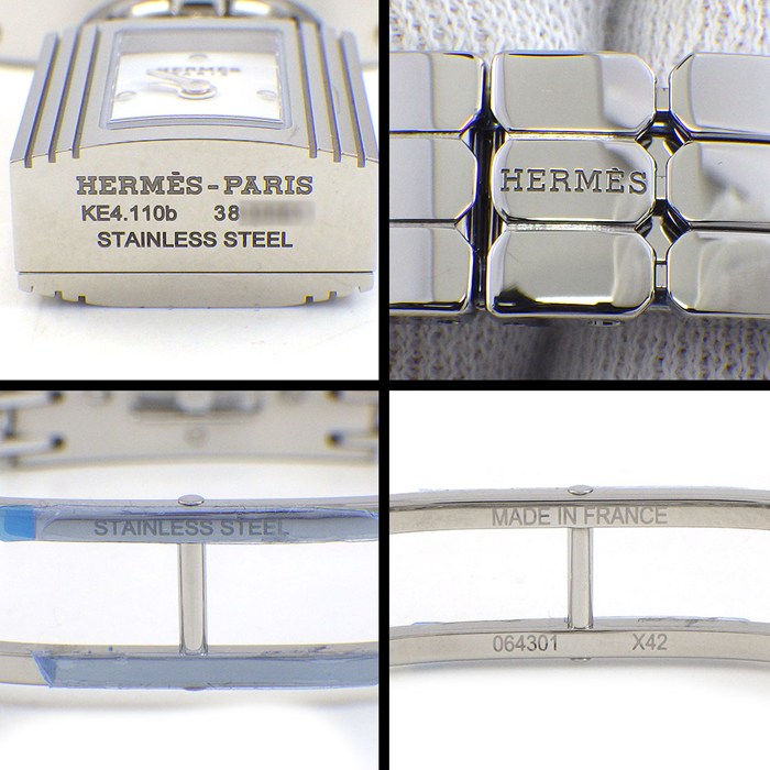 エルメス HERMES 腕時計 ケリーウォッチ KE4.110b ロックモチーフ カデナ レクタンギュラー ホワイト文字盤 SS クオーツアナログ 【箱・保付き】