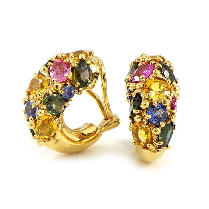 ショーメ Chaumet】イヤリング アノー マルチカラー サファイア K18YG