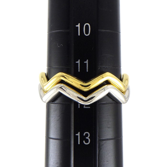 ティファニー Tiffany & Co. リング ジグザグ 2本組 ダブル ロウ バンド 2カラー 1ポイント ダイヤモンド PT950 K18YG K18WG 11.5号 【中古】