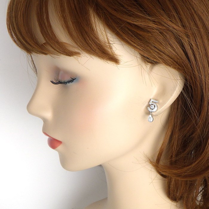 シャネル CHANEL ピアス エターナル No.5 J11992 スウィング ドロップ パヴェ ダイヤモンド 計約0.67ct K18WG 【中古】