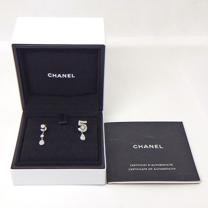 シャネル CHANEL ピアス エターナル No.5 J11992 スウィング ドロップ パヴェ ダイヤモンド 計約0.67ct K18WG 【中古】