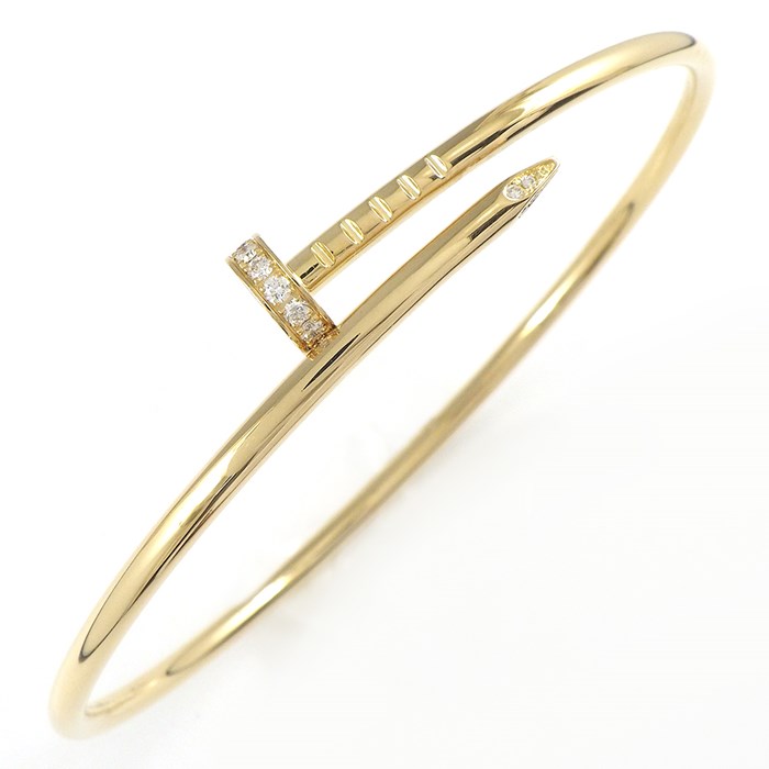 カルティエ Cartier バングル ジュスト アン クル スモールモデル SM B6066118 釘モチーフ 20ポイント ダイヤモンド 0.18ct K18YG / #18 【中古】