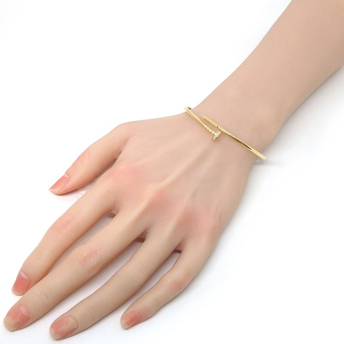 カルティエ Cartier バングル ジュスト アン クル スモールモデル SM B6066118 釘モチーフ 20ポイント ダイヤモンド 0.18ct K18YG / #18 【中古】