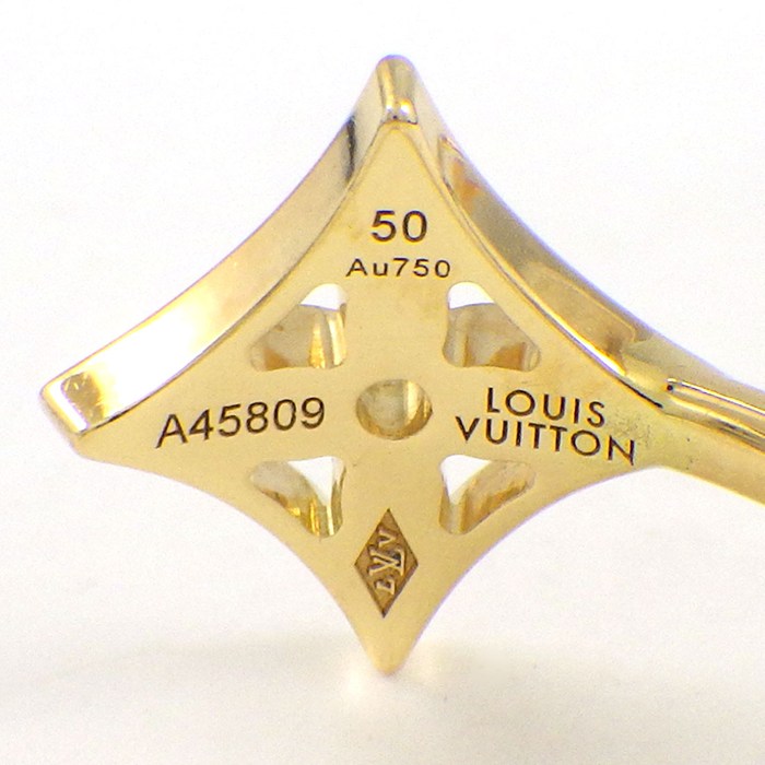ルイ・ヴィトン LOUIS VUITTON リング バーグ モノグラム イディール ブロッサム Q9F15E 3本組 フラワー スター スリーカラー 3ポイント ダイヤモンド 計0.10ct K18PG K18WG K18YG 10号 / #50 【中古】