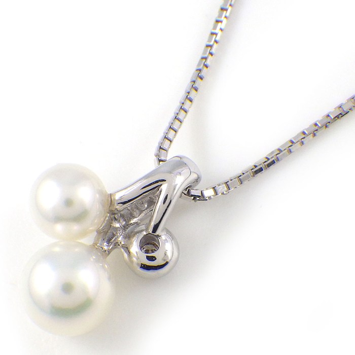 タサキ 田崎真珠 TASAKI ネックレス 2ポイント あこや真珠 4.0/5.0mm珠 1ポイント ダイヤモンド 0.01ct K18WG 【中古】
