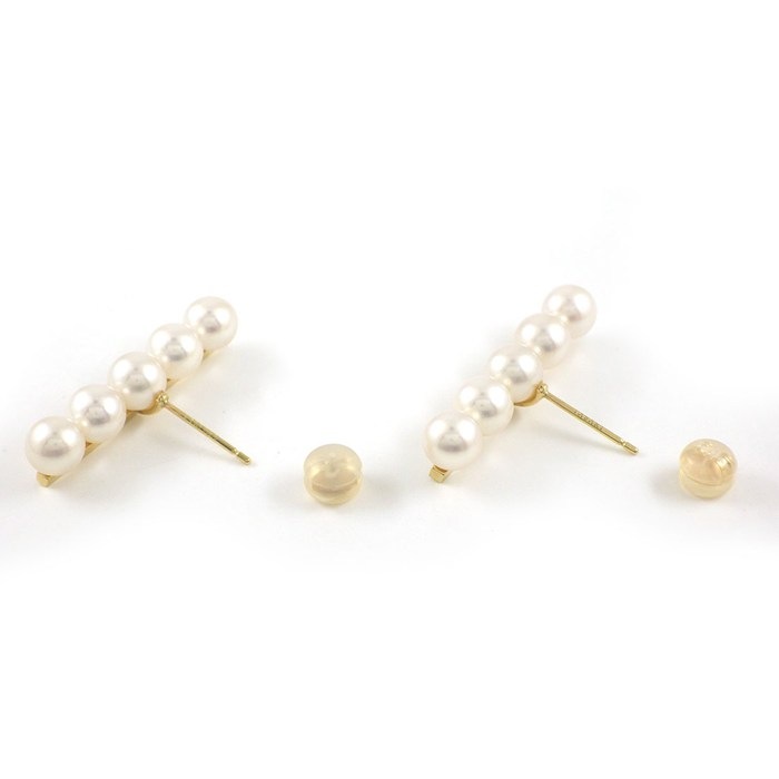 タサキ 田崎真珠 TASAKI ピアス バランス プラス E-3842 バー 5連 あこや真珠 5.5mm珠 K18YG 【箱・保付き】 【中古】