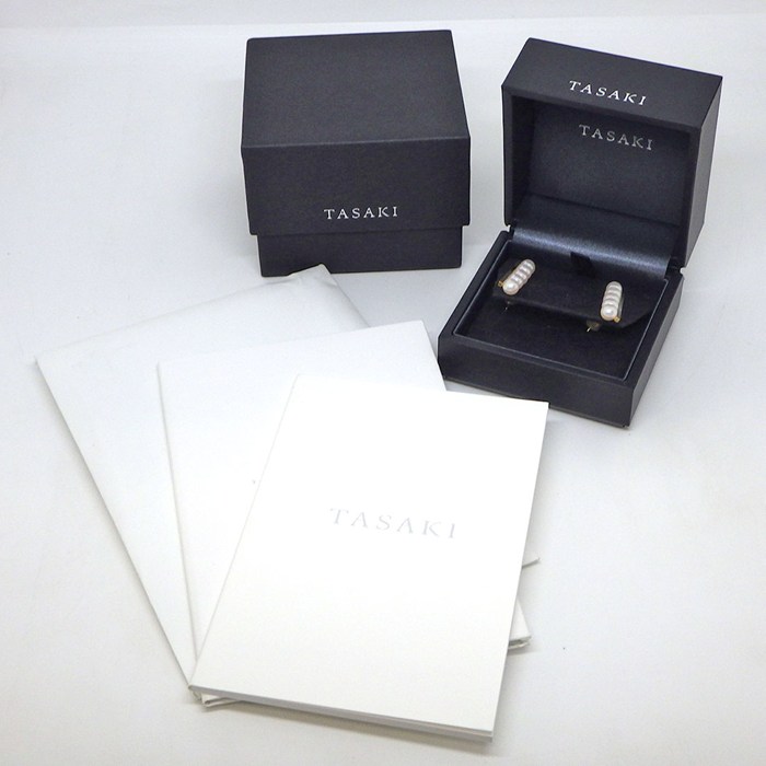 タサキ 田崎真珠 TASAKI ピアス バランス プラス E-3842 バー 5連 あこや真珠 5.5mm珠 K18YG 【箱・保付き】 【中古】