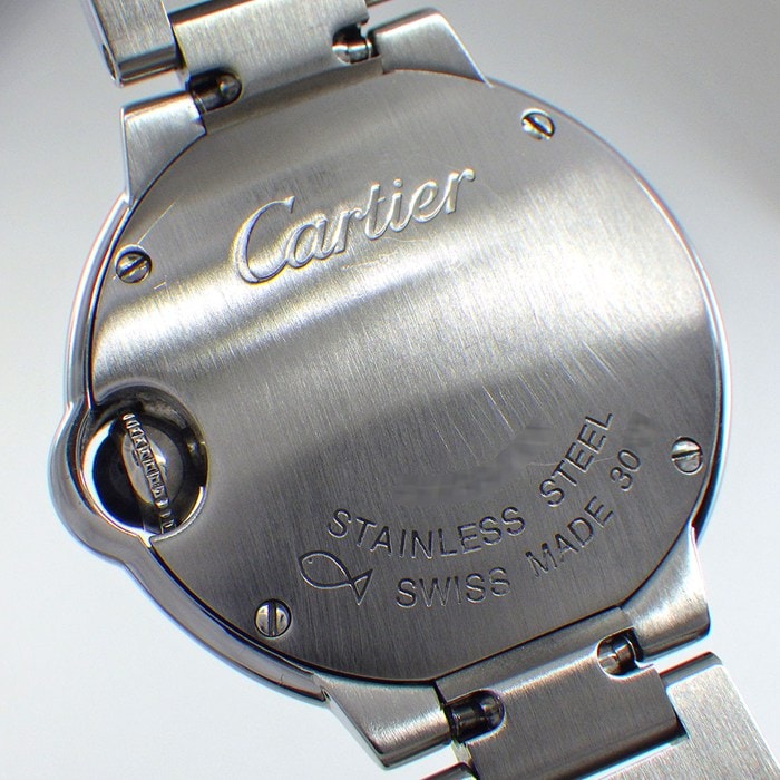 カルティエ Cartier 腕時計 バロンブルー SM WE902073 11ポイント ダイヤインデックス ギョーシェ シルバー文字盤 SS クオーツアナログ 【中古】