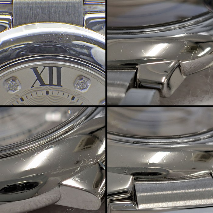 カルティエ Cartier 腕時計 バロンブルー SM WE902073 11ポイント ダイヤインデックス ギョーシェ シルバー文字盤 SS クオーツアナログ 【中古】