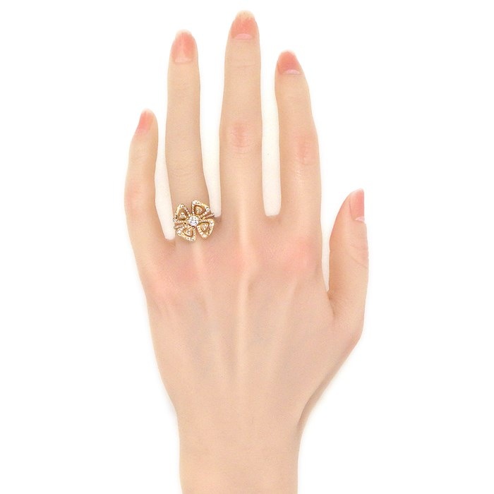ブルガリ BVLGARI リング フィオレヴァー 355872 フラワー クローバー ハーフエタニティ ダイヤモンド 計 0.67ct K18PG 11号 / #52 【中古】