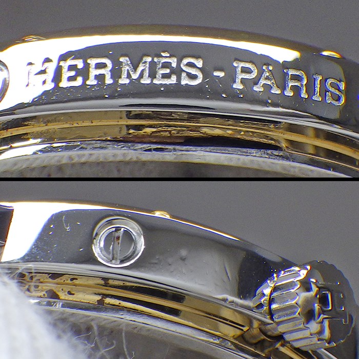 エルメス HERMES 腕時計 クリッパー デイト ホワイト文字盤 Hリンク 旧型ブレス SS GP クオーツアナログ 【中古】