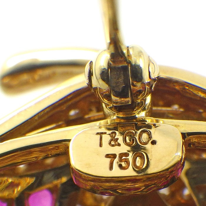 ティファニー Tiffany & Co. ブローチ ストロベリー イチゴ モチーフ ヴィンテージ レア コレクターズアイテム フル パヴェ ルビー ダイヤモンド K18YG 【中古】