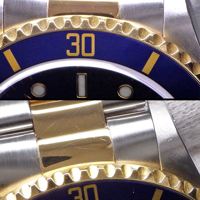 ロレックス Rolex 腕時計 サブマリーナー デイト 16613 U番 1997年製 夜光インデックス 夜光針 回転ベゼル サンレイ ブルー文字盤 K18YG SS 自動巻き 【中古】
