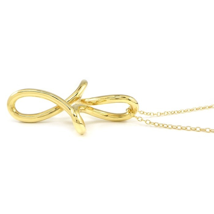 ティファニー Tiffany & Co. ロングネックレス オープン クロス K18YG 【中古】