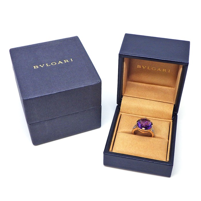 ブルガリ BVLGARI リング パレンテシ カクテル ローズカット アメジスト ダイヤモンド K18PG 11号 【中古】
