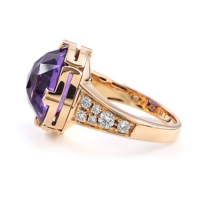 ブルガリ BVLGARI リング パレンテシ カクテル ローズカット アメジスト ダイヤモンド K18PG 11号 【中古】