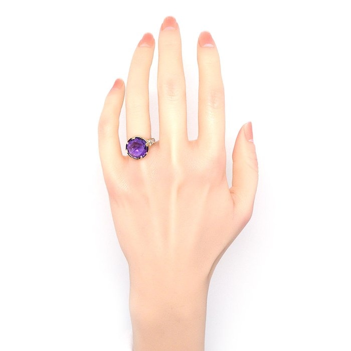 ブルガリ BVLGARI リング パレンテシ カクテル ローズカット アメジスト ダイヤモンド K18PG 11号 【中古】