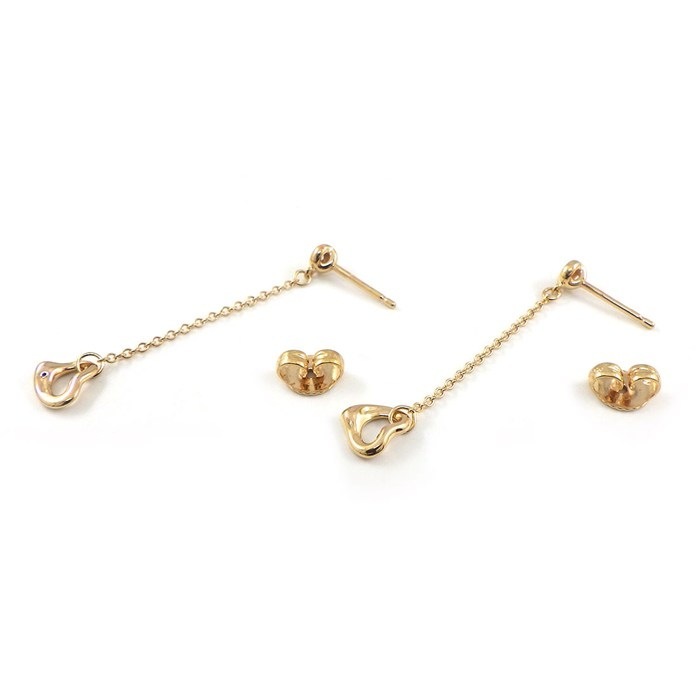 ティファニー Tiffany & Co. ピアス バイザヤード オープンハート スウィング ドロップ ダイヤモンド K18PG 【中古】