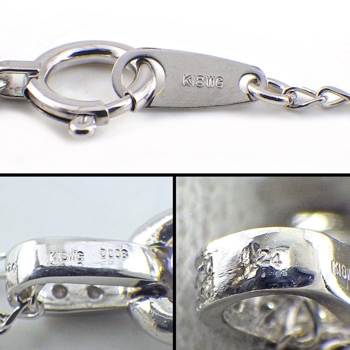 【ブルーサファイア ダイヤモンド】 ネックレス オーバルカット サファイア 計1.24ct ダイヤモンド 計0.08ct K18WG 【中古】