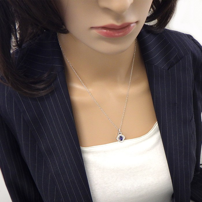 【ブルーサファイア ダイヤモンド】 ネックレス オーバルカット サファイア 計1.24ct ダイヤモンド 計0.08ct K18WG 【中古】