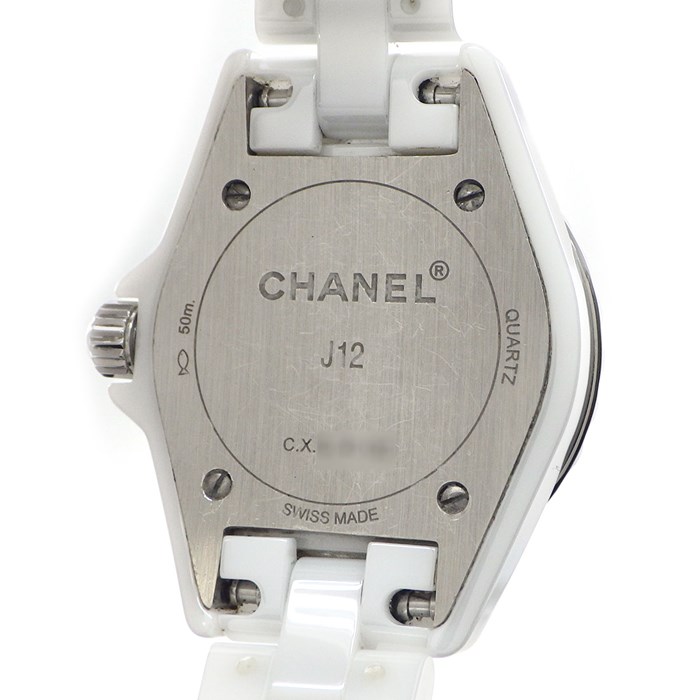シャネル CHANEL 腕時計 J12 H3243 ピンクサファイア ベゼル 8ポイント ダイヤモンド インデックス ホワイトシェル 文字盤 ホワイト セラミック SS クオーツアナログ 【中古】