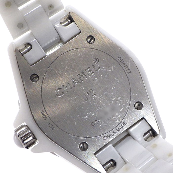 シャネル CHANEL 腕時計 J12 H3243 ピンクサファイア ベゼル 8ポイント ダイヤモンド インデックス ホワイトシェル 文字盤 ホワイト セラミック SS クオーツアナログ 【中古】