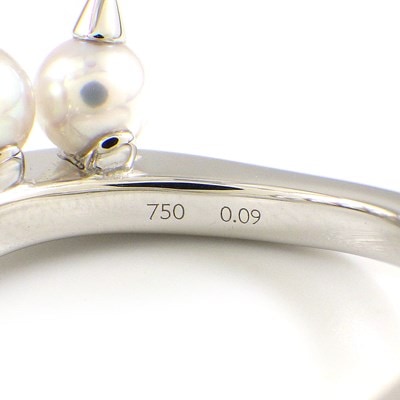タサキ 田崎真珠 TASAKI リング デインジャー プラス RPI-4844 トゲ あこや真珠 パール 4.2-4.8mm珠 パヴェ ダイヤモンド 計0.09ct K18WG 10.5号 【箱・保付き】 【中古】