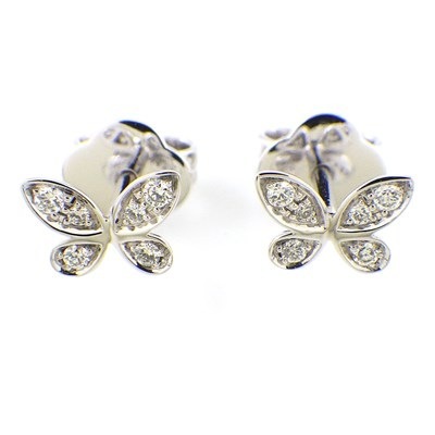グラフ Graff GRAFF ピアス バタフライ プティ スタッド RGE1563 パヴェ ダイヤモンド 計0.08ct K18WG 【中古】